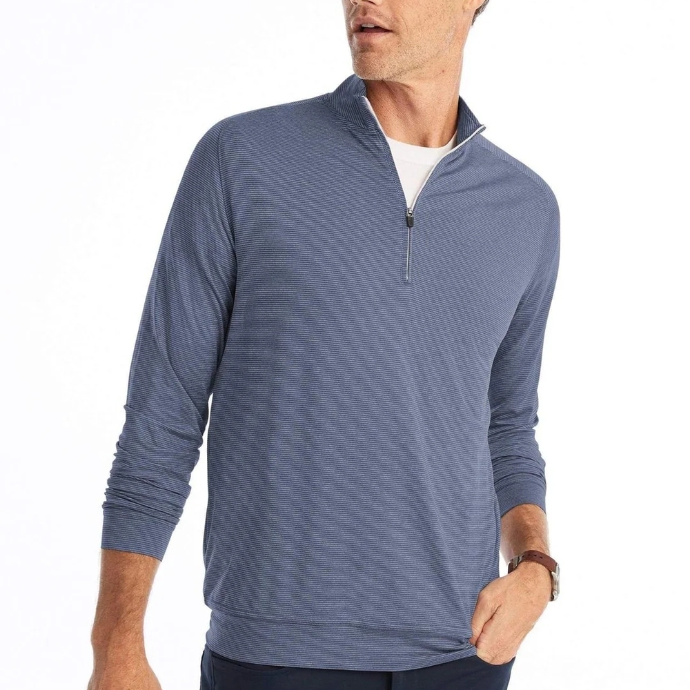 johnnie-O Navy Quarter Zip Long Sleeve Tee